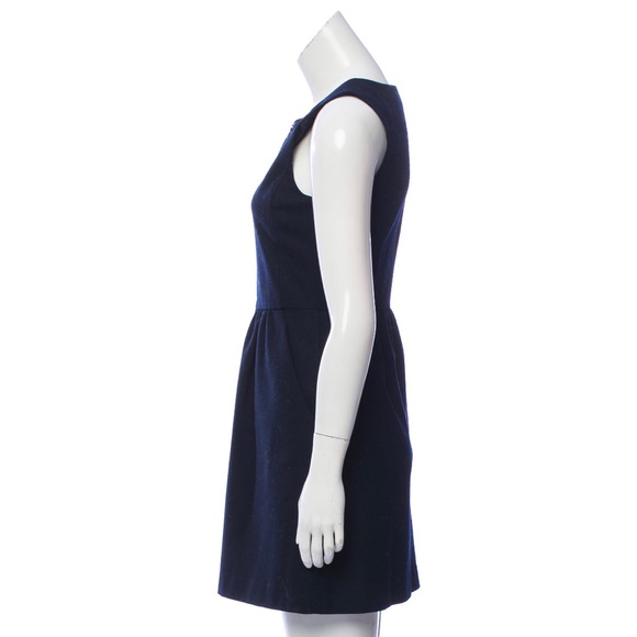 Theory Front Zip Wool Sheath Dress, Navy 0 EUC - Picture 2 of 11